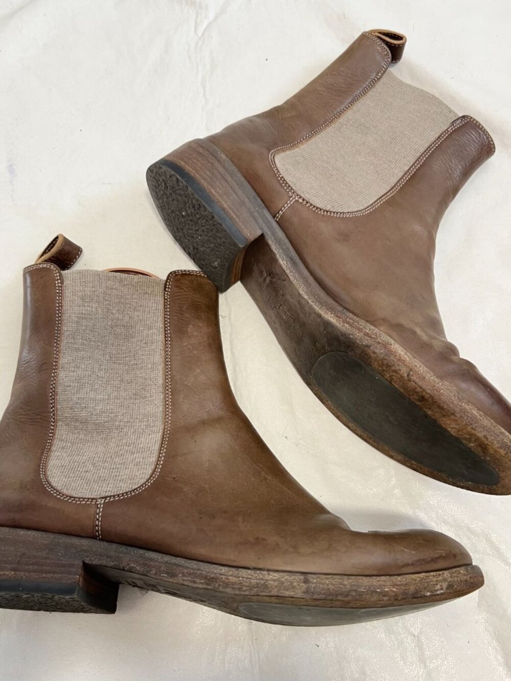 Brunello Cucinelli Chelsea Boots taupe brown leather IT 36 US 6 ankle booties - Picture 7 of 13